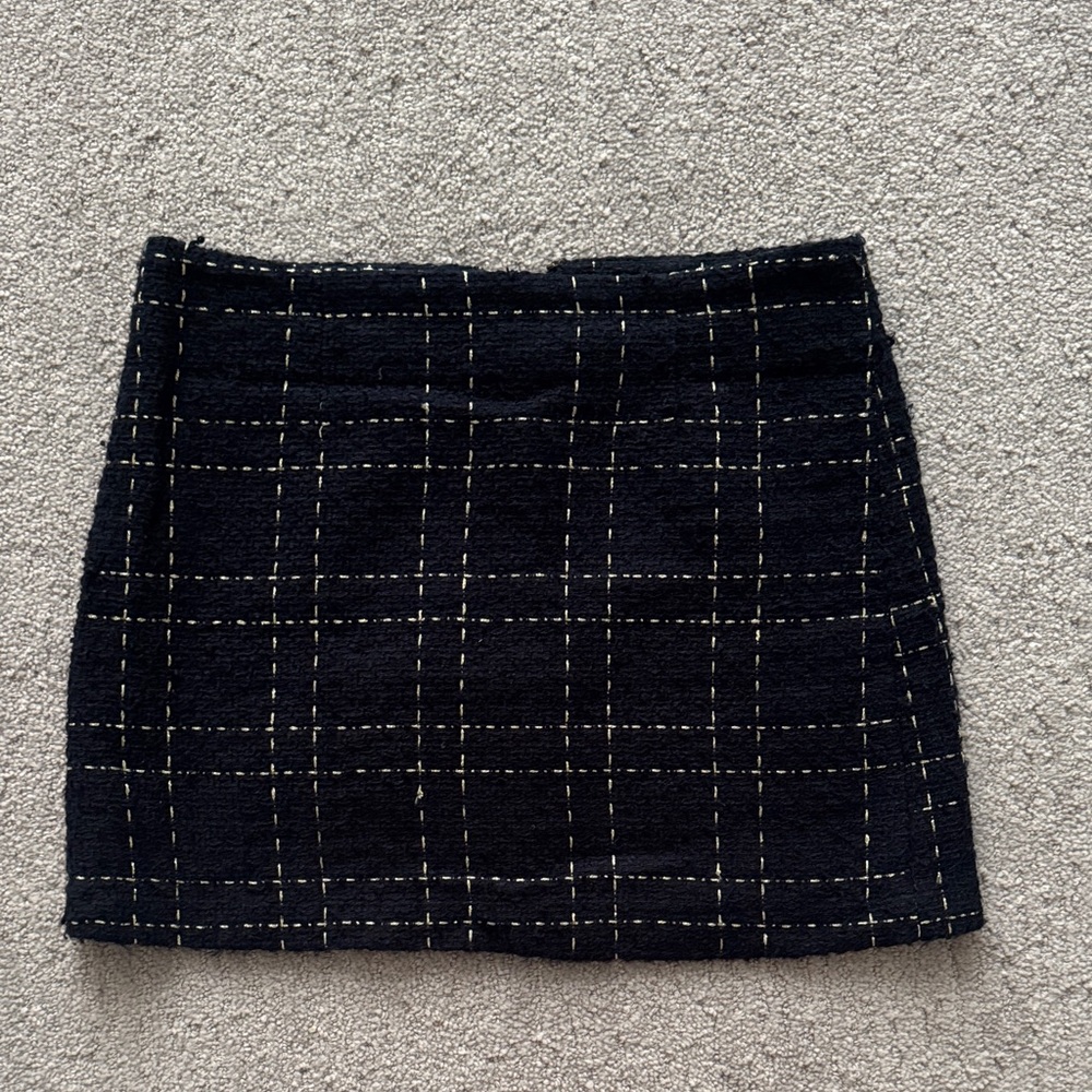 Navy and Gold Tweed Skirt